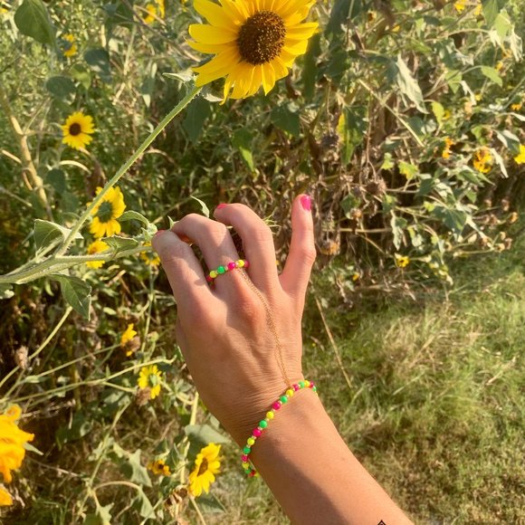 Neon Swarovski Pearls Necklace-Bracelet & Ring Set - Picture 11 of 13